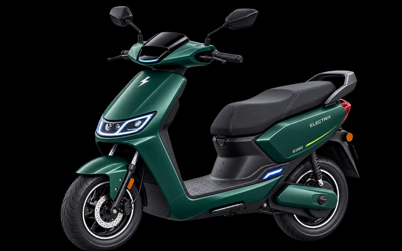 Electric scooter, rear three-quarter view